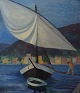 Ubekendt kunstner, 1930/40´erne.
Sejlbåd ved havnekajen i Marseille.