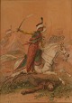 Auguste Denis Raffet: f. Paris 1804, d. Genoa 1860.
Arabiske ryttere i kamp.