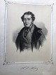 Ole Buus Larsen 
præsenterer: 
Portræt af 
Digteren Hans 
Peter Holst - 
litografi af 
Em. Bærentzen 
ca. 1850.