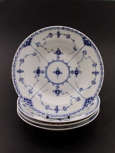 Blue fluted soup plate