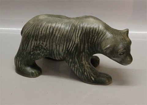 Large 015 Johgus Bornholm Denmark Ceramic  Bear 16 x 30 cm Green glazed