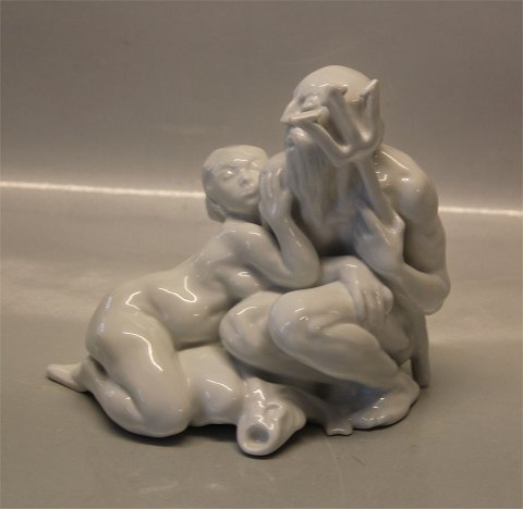 B&G figur B&G 4030 Neptun og kvinde på fisk 15 x 28 cm  Kai Nielsen