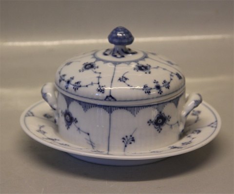 Blue Fluted Danish Porcelain 401-1 Butter pitcher/ Butter bowl with stand 11 x 
17 cm
