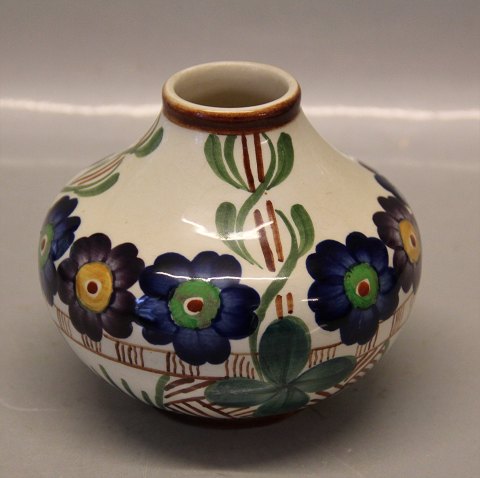 Aluminia Copenhagen Faience 97-145 Vase 11.5 x 13 Flower and braided basket 
Harald Sloth-Moeller 1903
