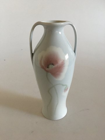 Heubach Art Nouveau To hanket Vase med Valmue Motiv