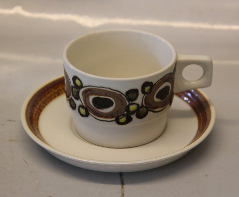 Nucella Aluminia Royal Copenhagen faience Ellen Malmer 3465 Cup 6 x 8.3 cm  and 
saucer 14.5 cm, brown