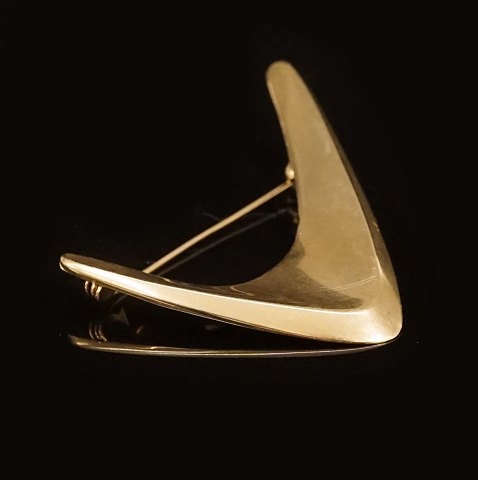 Herman Siersbøl: 14kt Gold Brosche. Masse: 4x4,8cm