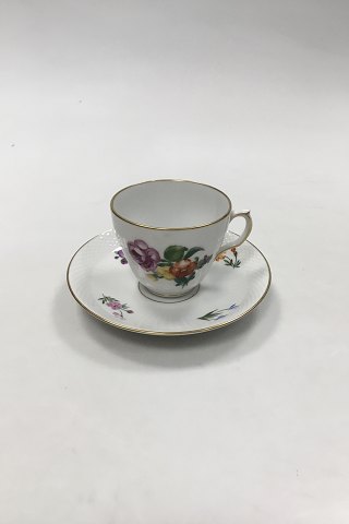 Royal Copenhagen Saksisk Blomst Let Kaffekop med underkop No 1870