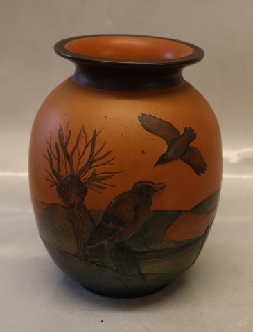 477  X Vase med krager 18 cm Axel Sørensen 1939 P. Ipsens Enke