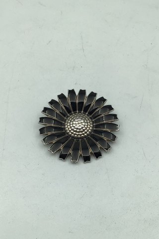 Georg Jensen Sterling Sølv Marguerit Broche, Sort