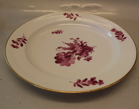 8012-427 Rundt fad 32,6 cm Purpur Blomst  Kongelig Dansk Porcelæn Flettet med 
guldkant