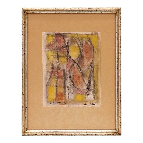 Bernard Dufour, 1922-2016, Komposition, mixed 
media auf Papier. Signiert und datiert 1950. 
Lichtmasse: 17x13cm. Mit Rahmen: 29x22cm