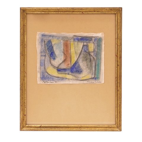 Bernard Dufour, 1922-2016, composition, mixed 
media on paper. Signed and dated 1950. Visible 
size: 13x17cm. Wiith frame: 32x26cm