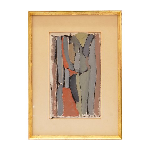 Bernard Dufour, 1922-2016, Komposition, mixed 
media auf Papier. Signiert. Lichtmasse: 23x14cm. 
Mit Rahmen: 35x25cm