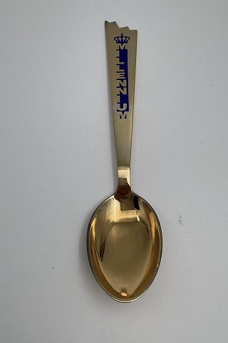 P. Hertz Gilded Sterling Silver Commemorartive Spoon The Crowned Millennium 
Queens Margrethe and Ingrid