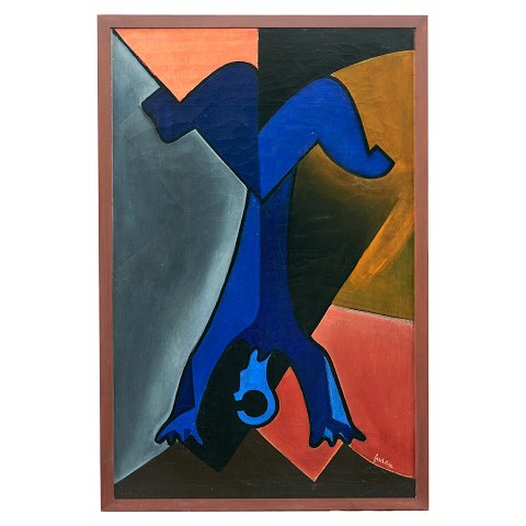 Wilhelm Freddie maleri. Wilhelm Freddie, 1909-95, 
olie på lærred. "Akrobat Oh". Signeret og dateret 
1930. Mål: 110x70cm