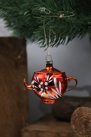 Old glass Christmas ornament / Christmas tree decoration 
from around 1950. (Teapot)...