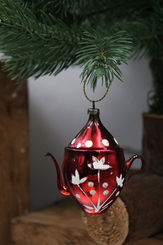 Old glass Christmas ornament / Christmas tree decoration 
from around 1950. (coffee pot)...