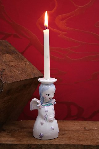 Nymolle Christmas angel with blue hair in faience with space for a small fir 
branch or candle at the top...