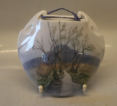 B&G 115-58 Art Nouveau Wall pocket - hanging vase 18 x 18 cm Trees by by a small river  B&G Porcelain