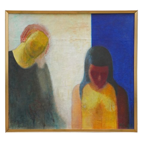 Niels Lergaard, 1893-1982, Öl auf Leinen. Doppeltporträt. Signiert und datiert 1943. Lichtmasse: 87x94cm. Mit Rahmen: 91x98cm