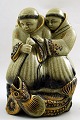 Rare Georg Thylstrup for Royal Copenhagen Crackled / Craquelé Figure. Two monks 
1605.