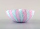 "Zanfirico" Murano, pink and light blue bowl in mouth blown art glass, 1960s