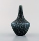 Gunnar Nylund for Rörstrand. Vase in glazed stoneware. Beautiful glaze in dark 
and light blue shades. 1960