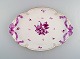 Large Herend serving tray in hand painted porcelain. Purple flowers and ribbons 
with gold decoration. Mid 20th century.
