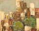 Bernard Folinais (born 1938), French painter. Modernist city scenery. Oil on 
board. Ca. 1970.
