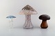 Ahlefeldt-Laurvig and Monica Backström. Three mushrooms in art glass. Late 20th 
century.
