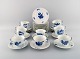 Royal Copenhagen blue flower angular. Twelve coffee cups with saucers and twelve 
plates. Model number 8608.
