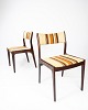 Et sæt Af 2 Stole - Mørkt Træ - Lyst Stribet Stof - Dansk Design - Uldum 
Møbelfabrik - 1960
