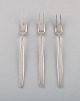 Three Georg Jensen Cypress cold meat forks in sterling silver.
