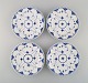 Four antique Royal Copenhagen Blue Fluted Full Lace plates. 19th century.
