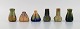 Six Belgian miniature vases in glazed ceramics. Mid-20th century.
