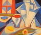 Scandinavian modernist. Oil on canvas. Cubist still life. Dated 1975.
