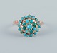 Danish goldsmith, 14 karat gold ring adorned with turquoise. Art Deco style.