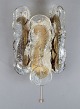 Kalmar, Austria.Wall lamp in art glass for three bulbs. Clear and light brown mouth-blown glass.