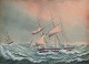 Jacob Petersen (1774-1855) , well listed Danish Maritime painter and a student of C. W. Eckersberg. Gouache on paper. Ship portrait of the barque "Ingeborg of Copenhagen."