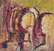 Ola Gerhardt, Swedish artist.Oil on wood.Abstract composition.