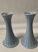 Royal Copenhagen 1st pair, Light blue candlesticks with scale pattern, LifelineHeight: 20.5 cm.