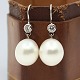 Heinitz Leth; Pair of earrings with southsea pearls and diamonds, in 14k white 
gold