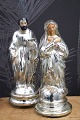 K&Co. præsenterer: Antik 1800 tals Jesus & Madonna figur i fattigmandssølv / Mercury glass med bemalet ansigter...