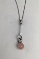 Danam Antik præsenterer: Georg Jensen Sterling Sølv Vedhæng No 473A Sphere (Rosa Quartz)(Stor)