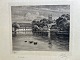 Radering af Louis Jensen 1903 - Mølledammen i Lyngby.