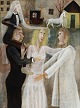 Dansk Kunstgalleri præsenterer: "Bruden" Olie maleri på lærred i naturramme.