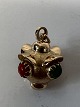 Antik Huset præsenterer: Lampe med rød og grøn sten Charms / Vedhæng i 14 karatHøjde 20,54 mm
