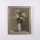 Blomstermaleri på Lærred med Blomster i Vase i Guldramme ...