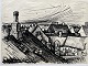 Tegning af Niels Bruun - Vue udover tagene i Ribe